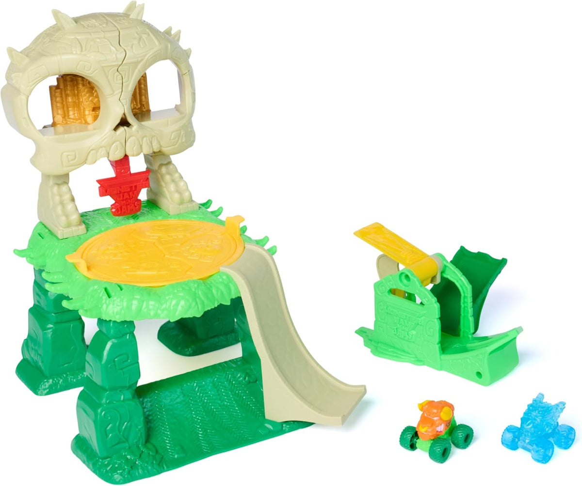 Monster Jam Mini Jams Skull Escape Crash & Crumble Playset con 2 camionetas Monster Truck Die-Cast exclusivas El Toro Loco y Dragon, Juguetes para niños y niñas de 3 años en adelante