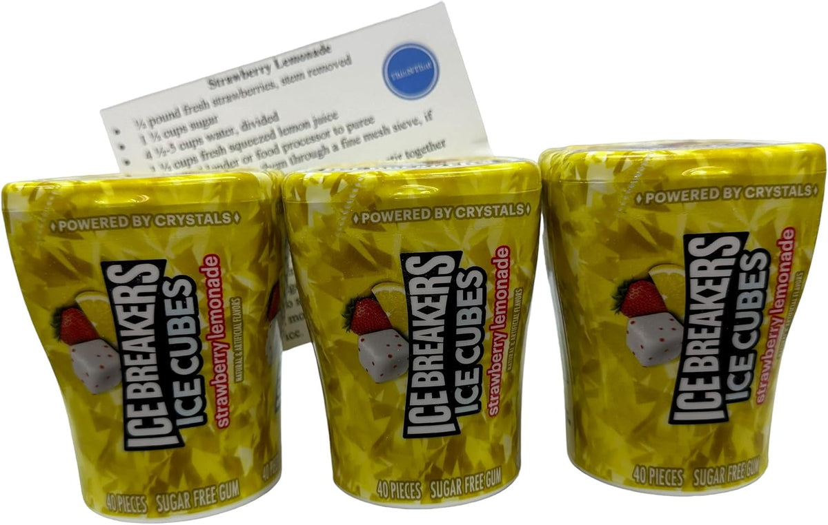 Generic Ice Breakers - Cubos de hielo sin azúcar, limonada de fresa, botellas de 40 unidades, 3 unidades
