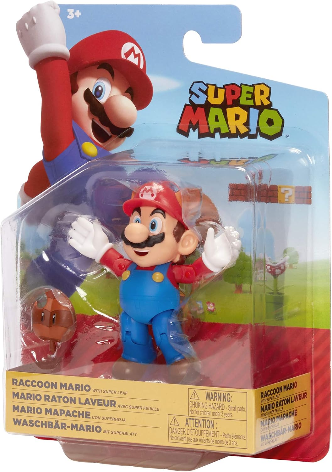 SUPER MARIO Figura de acción articulada de Mapache Mario de 4 Pulgadas