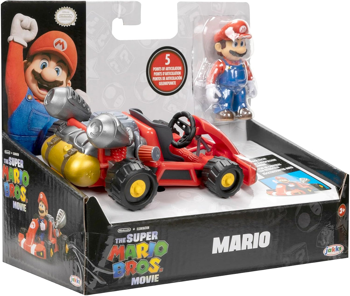 Nintendo Figura Articulada Super Mario Movie Mario con Kart, 2.5''