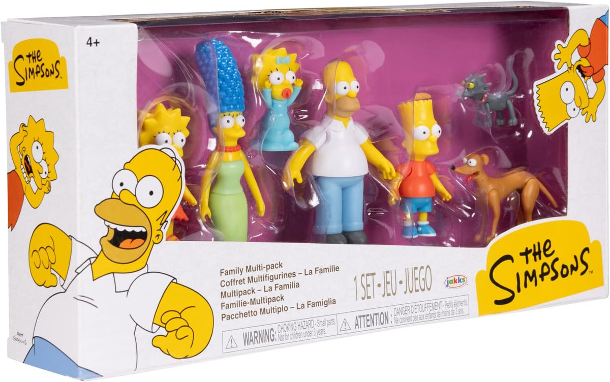 Jakks Pacific - The Simpsons Set de Figuras Familia Simpson Escala 2.5″ – Homer, Marge, Bart, Lisa y Maggie con Diseño Coleccionable para Fans y Niños 4+ Años