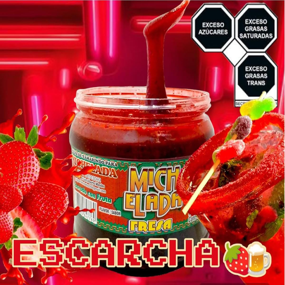 Salsa Mix 1.1k Varios Sabores Para Escarchar, Fruti Mich Sabor FRESA CHAMOY