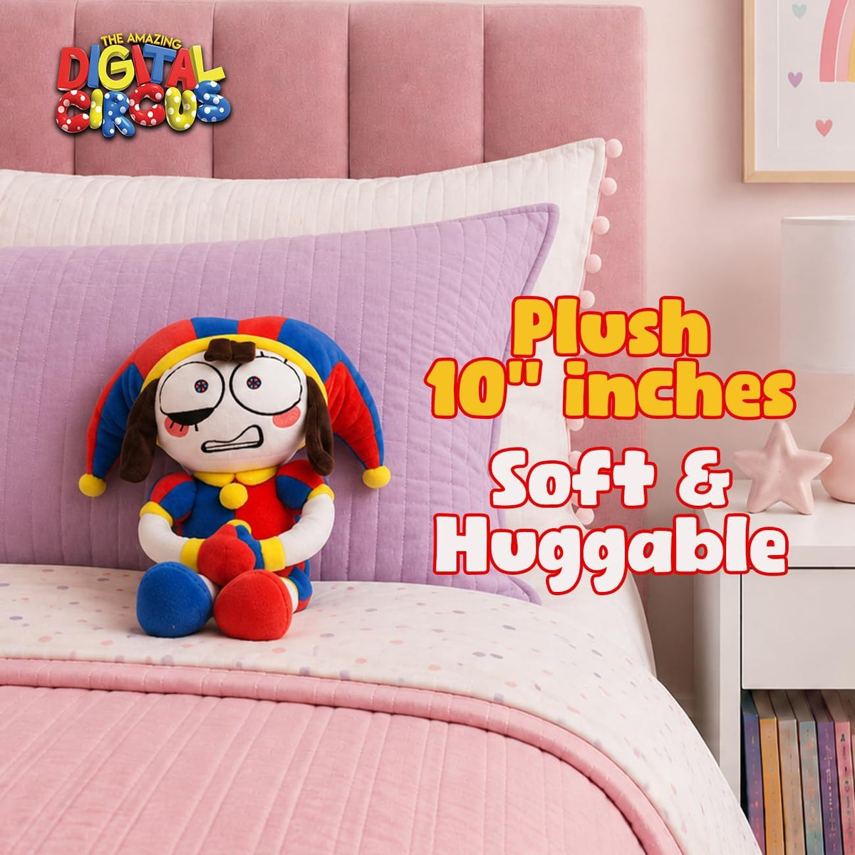 Just Toys LLC The Amazing Digital Circus - Juguete de Peluche Pomni de 25 centimetros, con Licencia Oficial, ultrasuave y Coleccionable (Pomni, Jax, Gangle, Gummigoo)