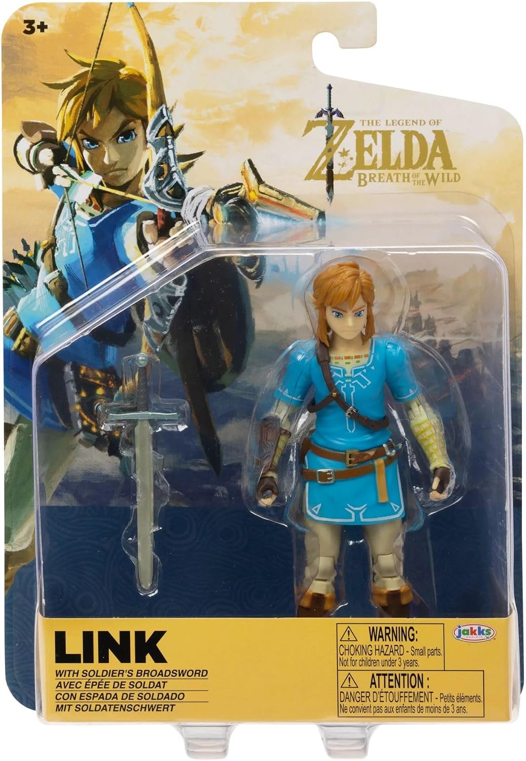 Nintendo The Legend of Zelda: Breath of The Wild - Figura de acción de Link de 13 cm con espada de soldado