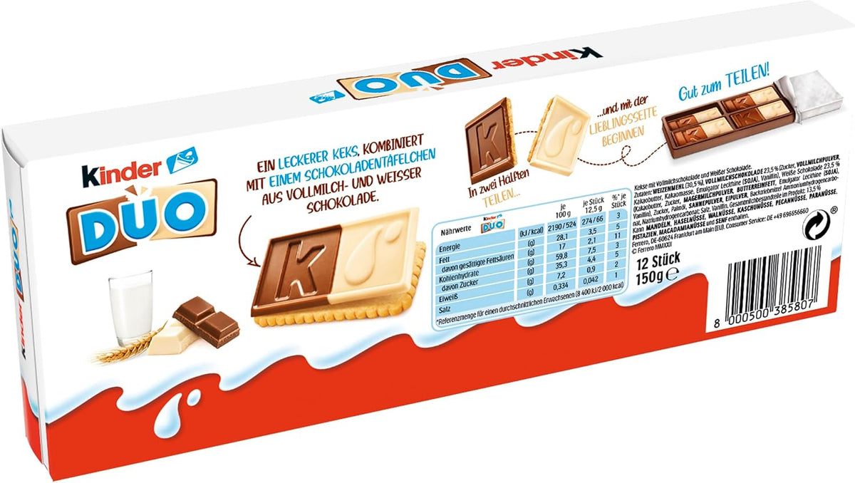 Barra de Chcolate con Galleta Duo Kinder 150 Grs