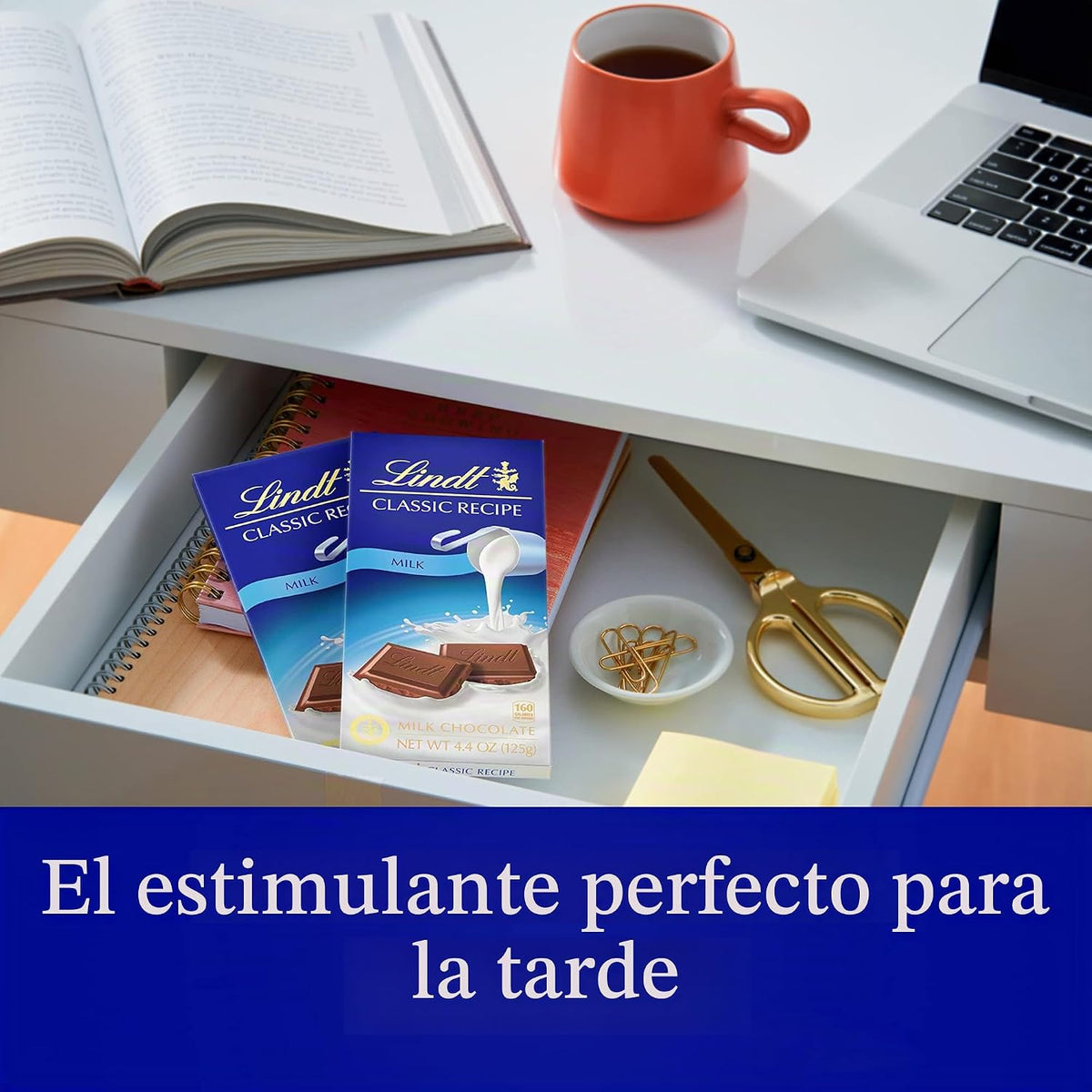 Lindt RECETA CLÁSICA Barra de caramelo de chocolate con leche, chocolate con leche, 4.4 oz.