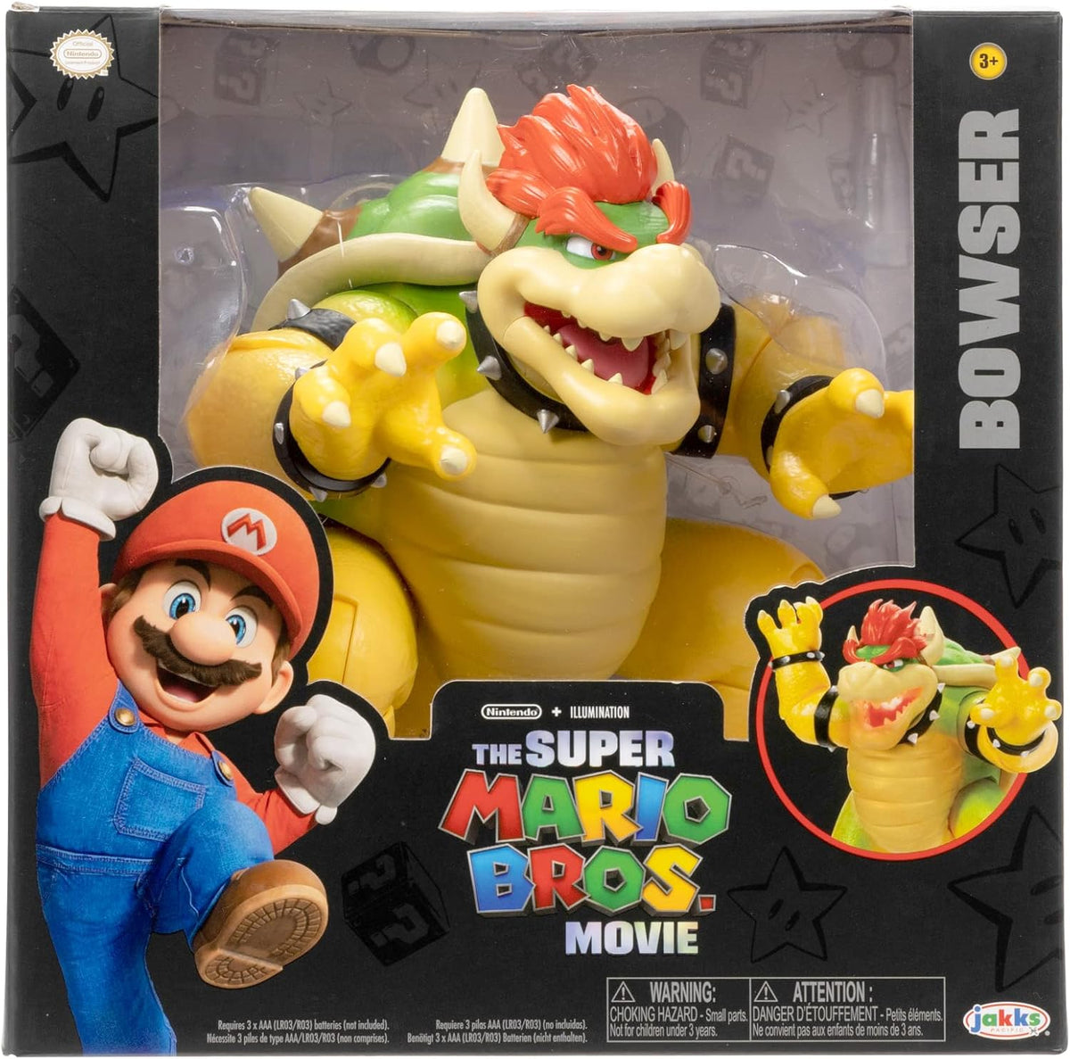 The Super Mario Bros. Movie Figura de acción Bowser de 7 Pulgadas con Efectos de respiración de Fuego