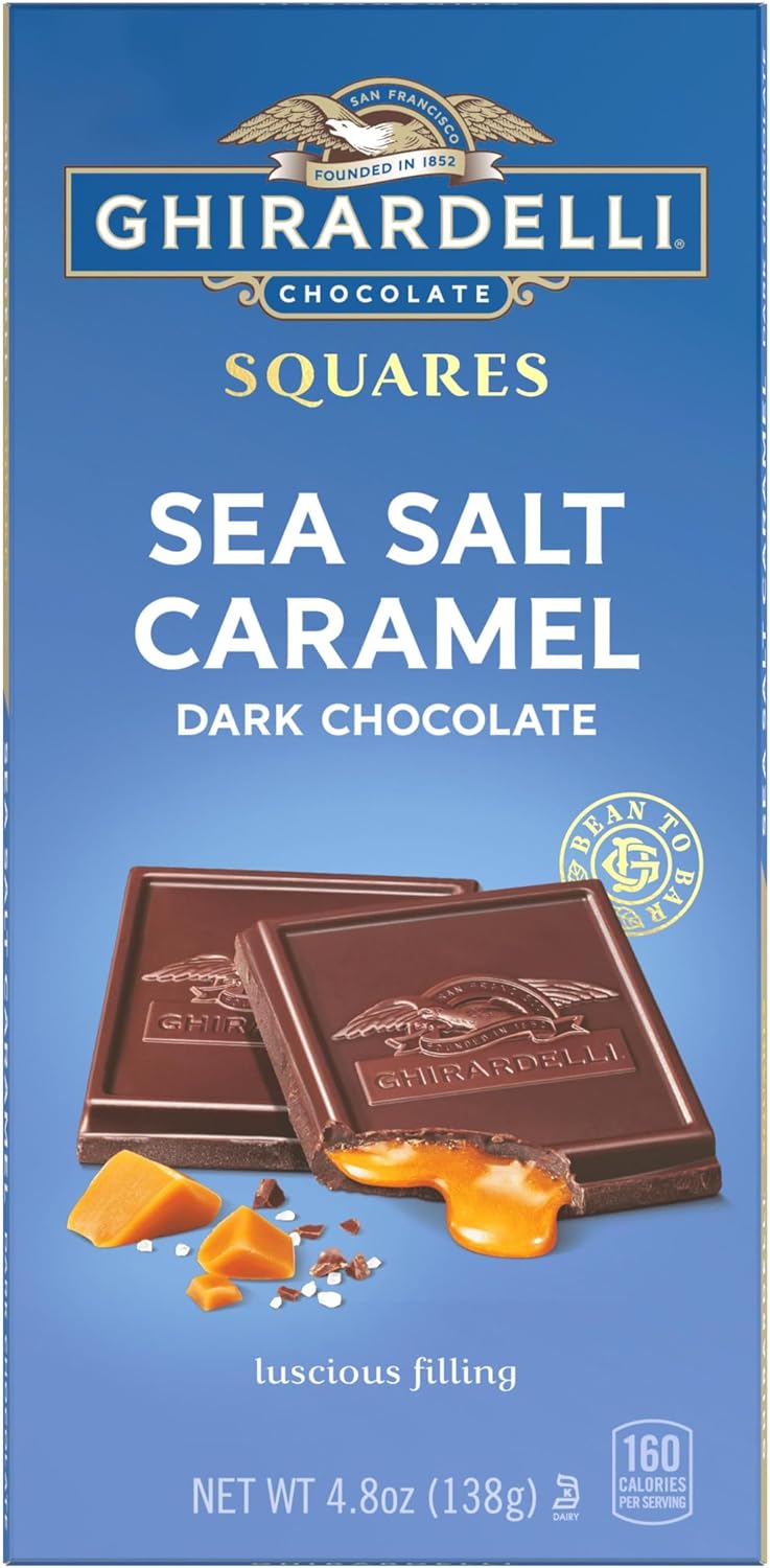 GHIRARDELLI Sea Salt Caramel Dark Chocolate Squares Bar, 4.8 Oz Bar