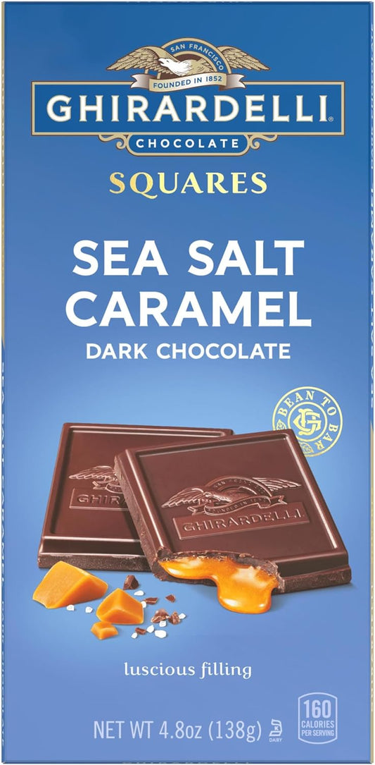 GHIRARDELLI Sea Salt Caramel Dark Chocolate Squares Bar, 4.8 Oz Bar