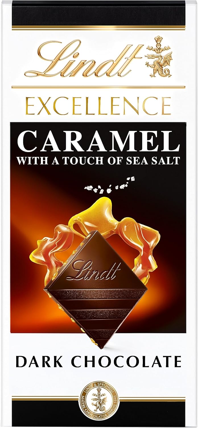 VERSAINSECT LLENCE Caramel Sea Salt Dark Chocolate Candy Bar, Dark Chocolate with Pieces of Caramel and Sea Salt Crystals, 3.5 oz. Bar