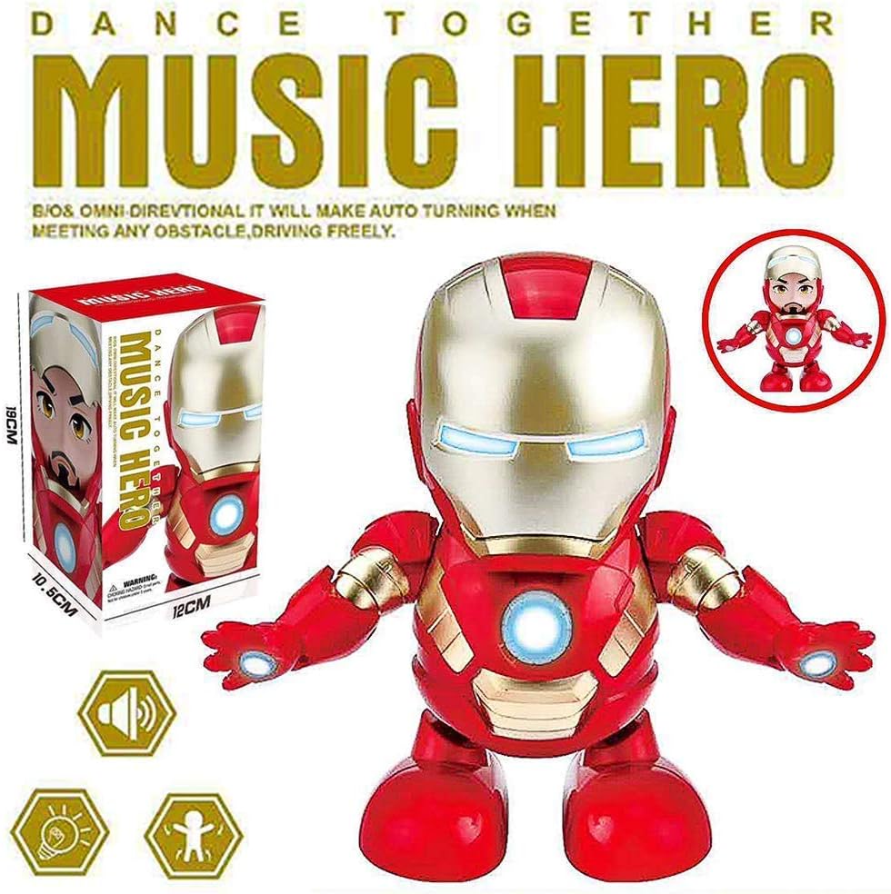 ZSKJ Dancing Iron Man Dance Hero Toys Robot de Baile con música Ligera Bailando para Boy Girls Kids Niños Regalo (Iron Man)