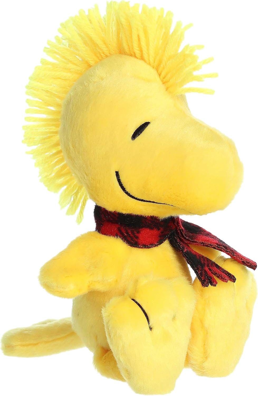 Aurora Festive Peanuts - Animal de Peluche a Cuadros de Invierno - Personajes clásicos - Recuerdos duraderos - Amarillo 6 Pulgadas