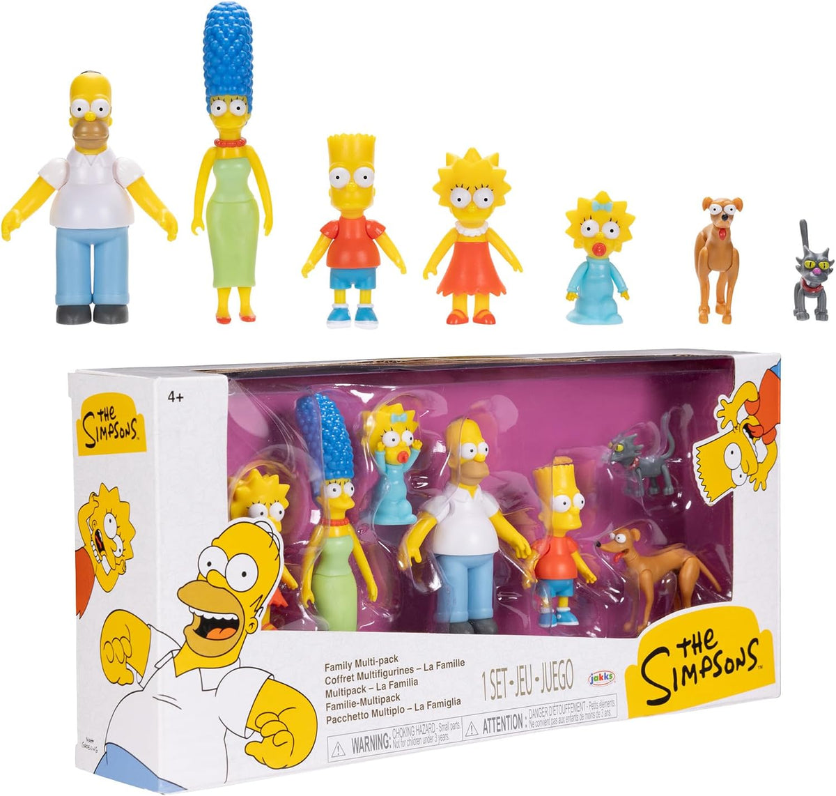 Jakks Pacific - The Simpsons Set de Figuras Familia Simpson Escala 2.5″ – Homer, Marge, Bart, Lisa y Maggie con Diseño Coleccionable para Fans y Niños 4+ Años