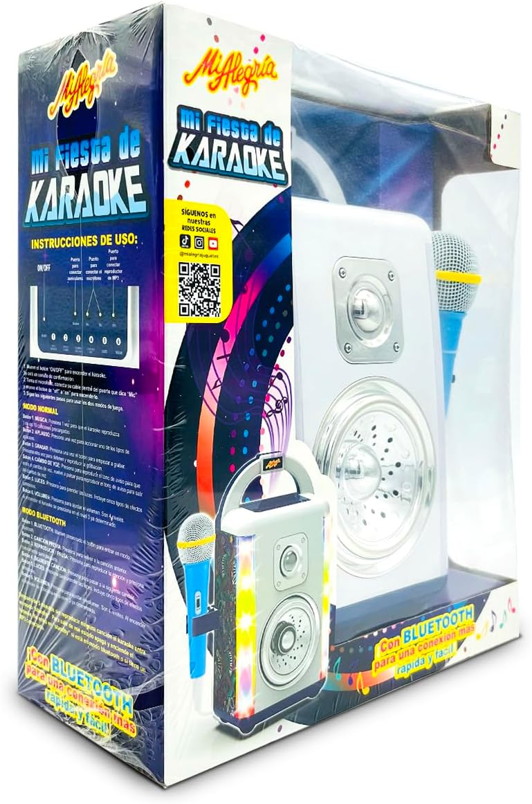 Ult Máquina de Karaoke Infantil Mi Fiesta de Karaoke con Luces y Música, Bluetooth, Multicolor