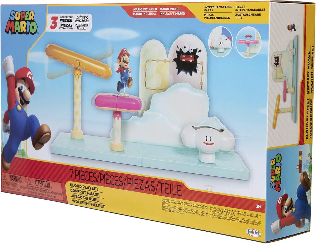 Nintendo Super Mario Cloud World Diorama Set with 2.5" Running Mario Action Figure