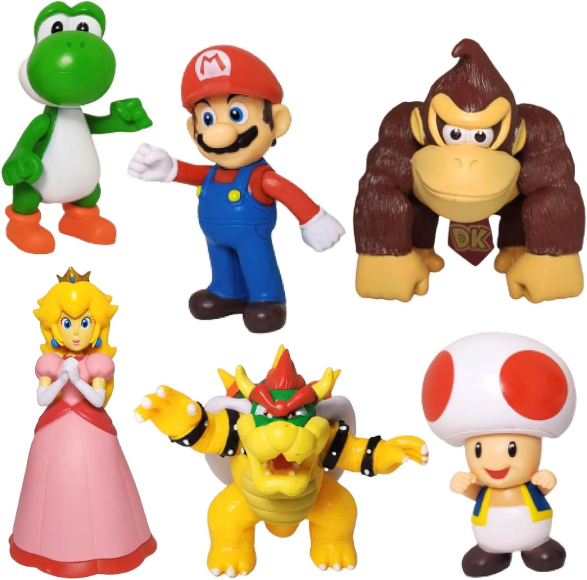 FANTASY UNIVERSE Set de Figuras Mario Bros Pack de 6 Super Juguetes Mario Yoshi Donkey Kong Princesa Peach Toad Bowser Kuppa Colección Acción Niños