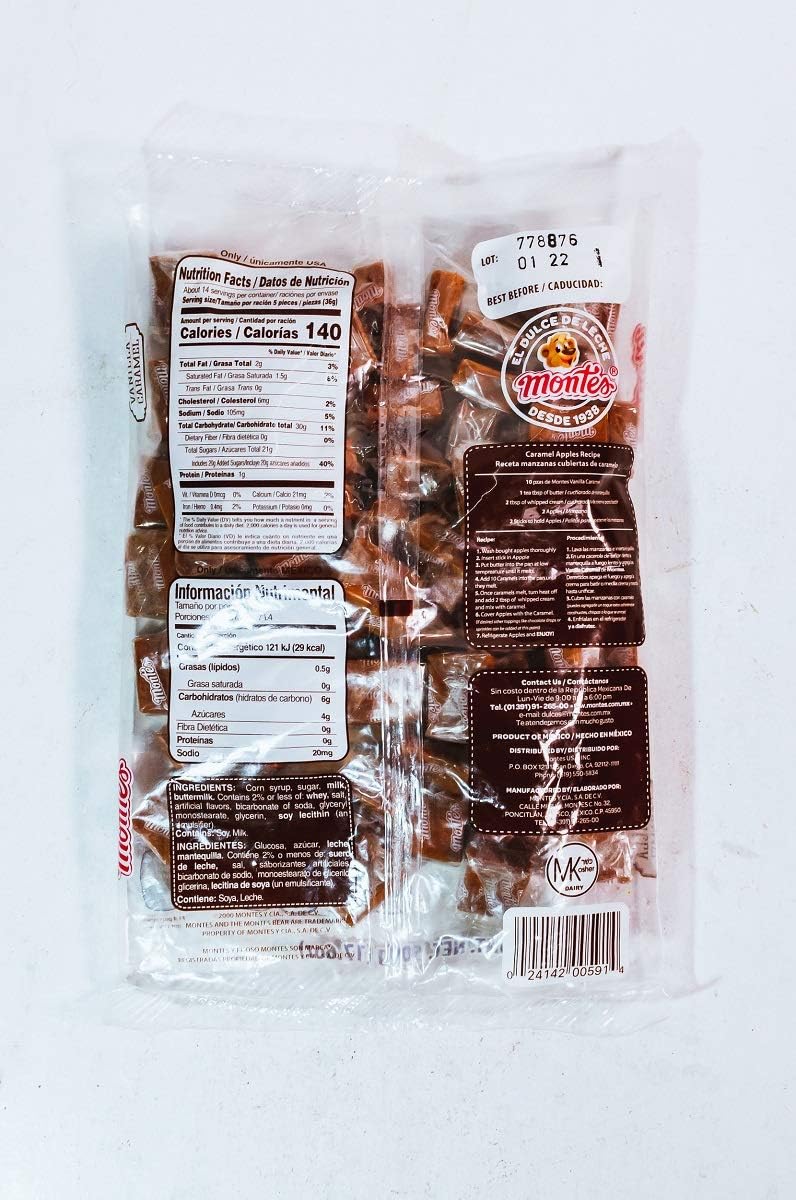 Montes Vanilla Caramel - Caramelo suave de leche sabor vainilla - 70 piezas - 500 g