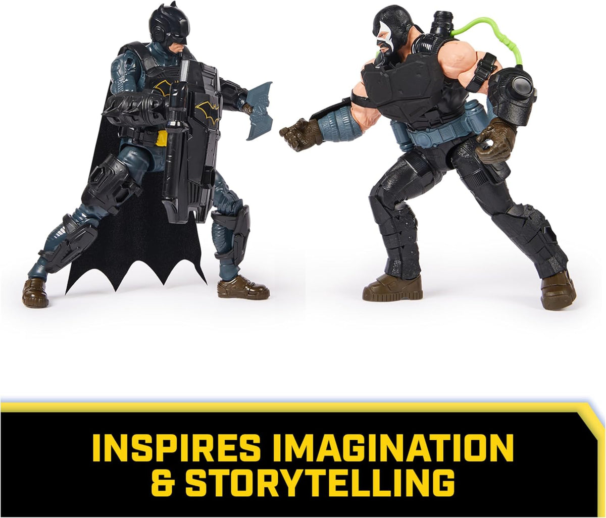 DC Comics, Pack de Batalla de Batman Adventures, Conjunto de Figuras de acción de Bane y Batman, 14 Accesorios de Armadura, Juguete de superhéroe de 30 cm para niños y niñas