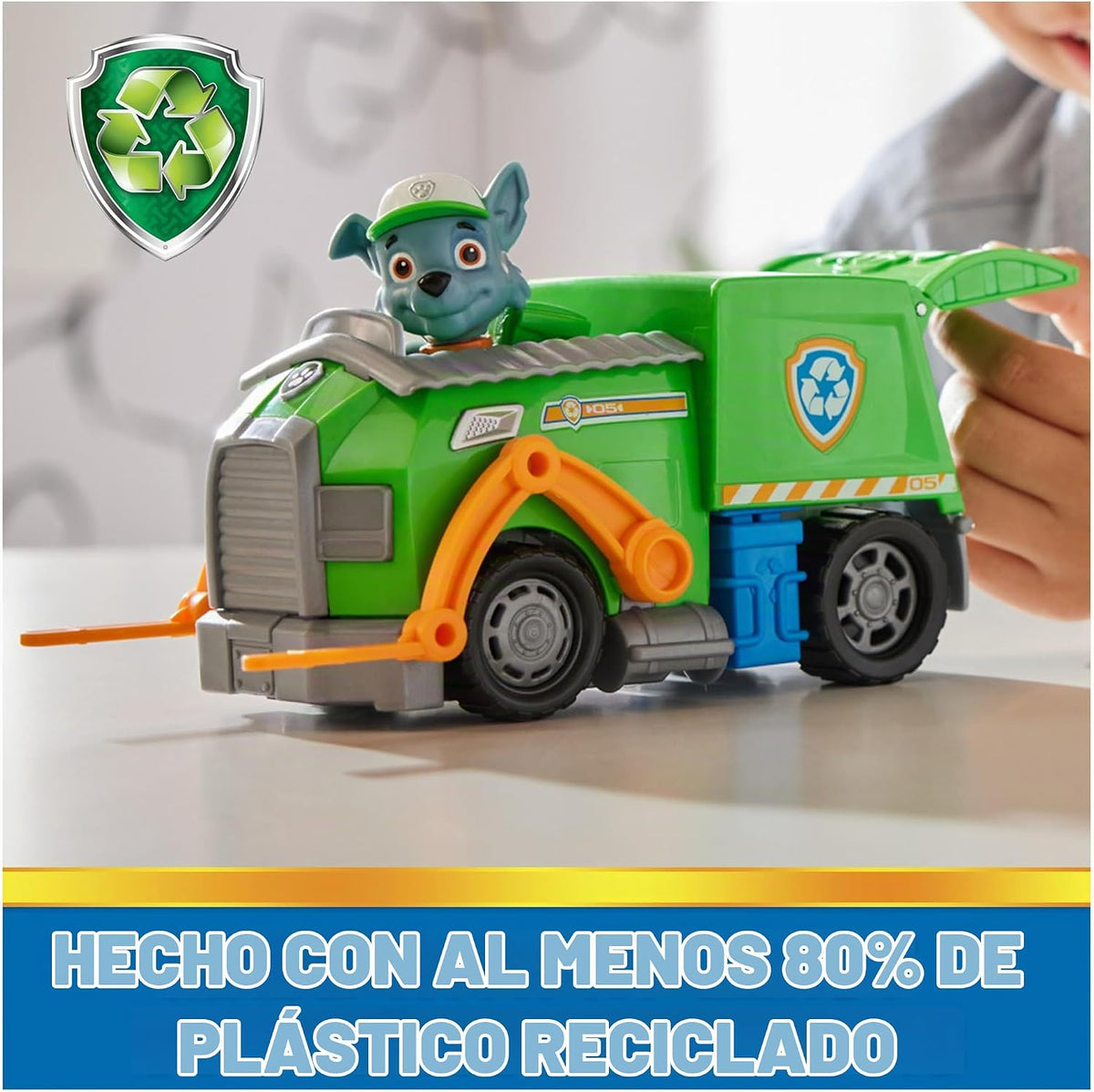 Patrulla Canina, camión de Reciclaje Rocky, camión de Juguete con Figura de acción Coleccionable, Juguetes para niños de Mente sostenible para niños y niñas a Partir de 3 años