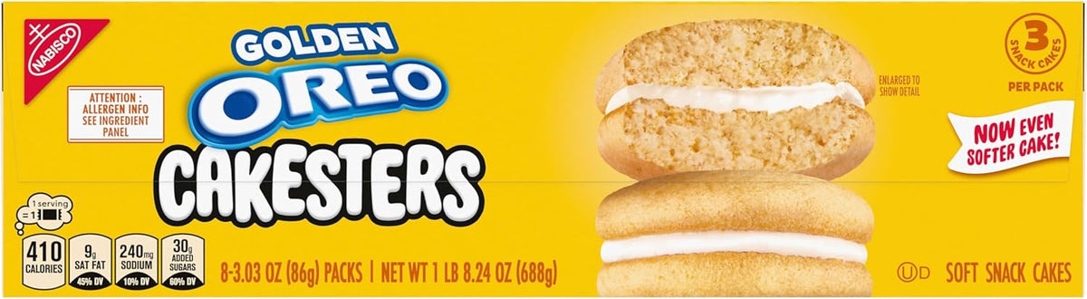 Oreo Pastelitos Suaves Golden Cakesters, 8 Paquetes De 85 G