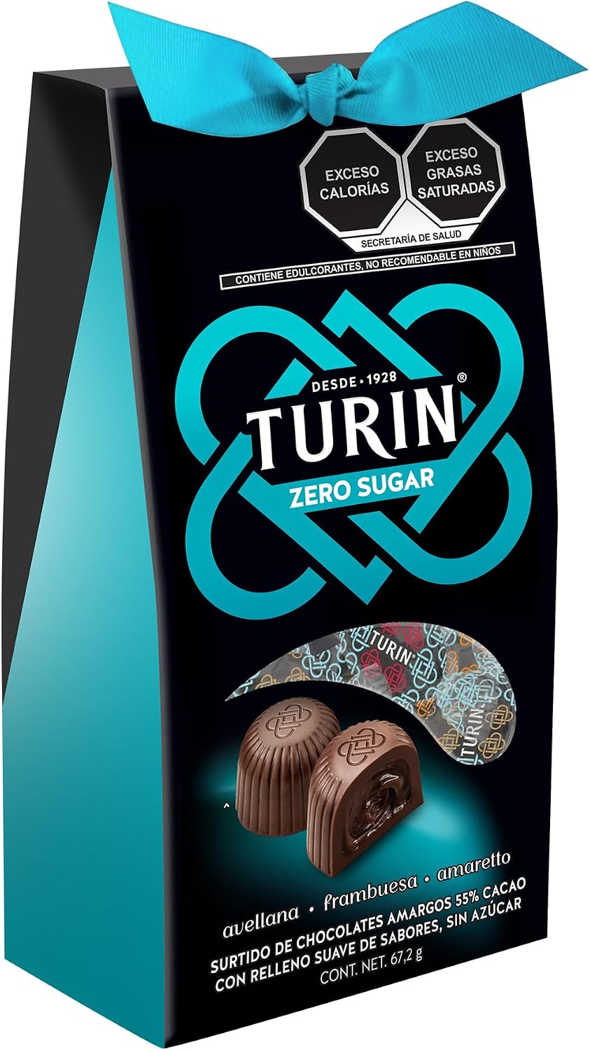 Turin Chocolates Masterpieces Zero Azúcar Avellana, Frambuesa y Amaretto 67.2 g