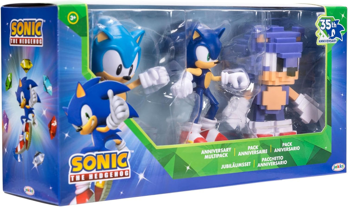 Jakks Pacific Set de Figuras de Acción Sonic The Hedgehog, 35 Aniversario, 3 Figuras Coleccionables