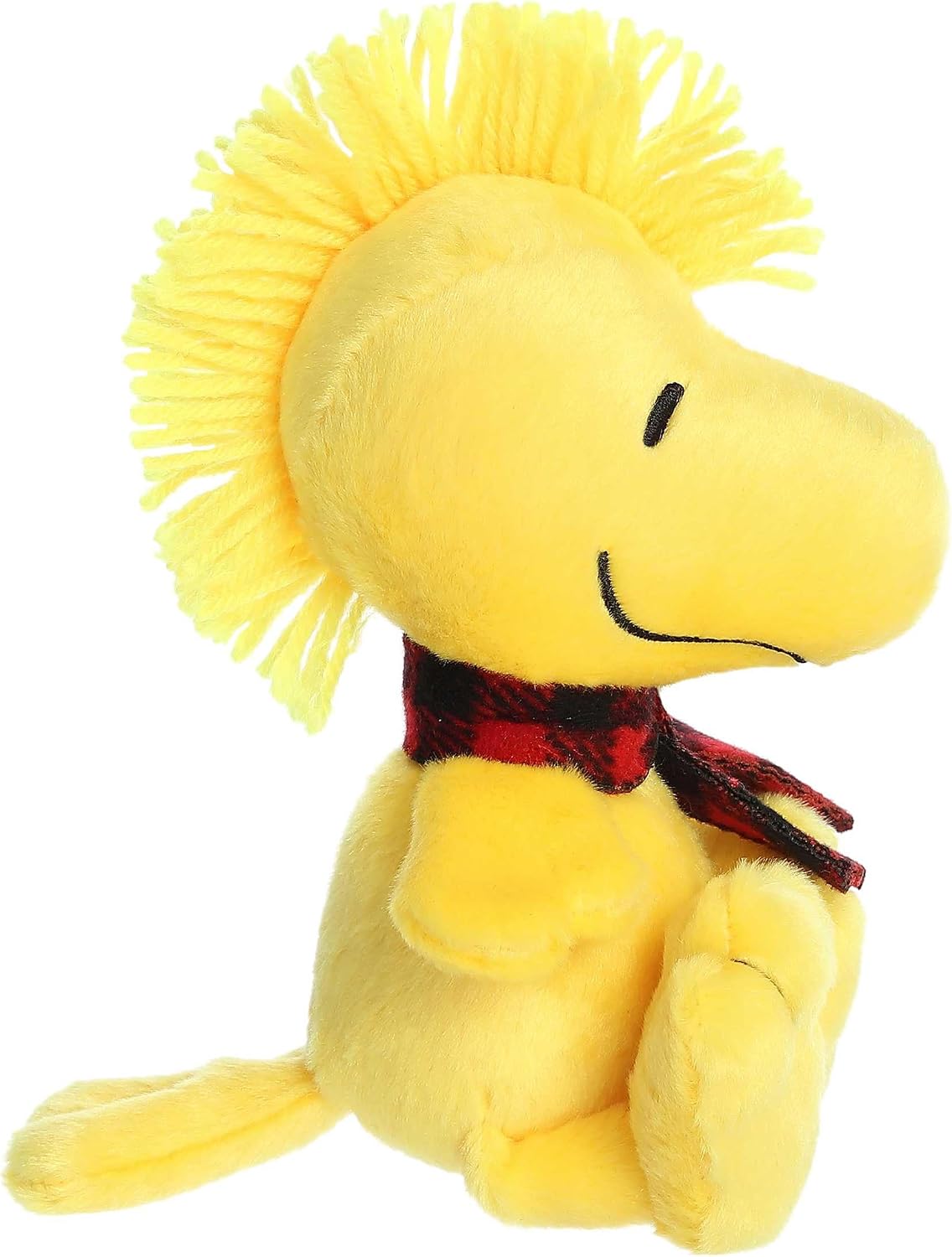 Aurora Festive Peanuts - Animal de Peluche a Cuadros de Invierno - Personajes clásicos - Recuerdos duraderos - Amarillo 6 Pulgadas