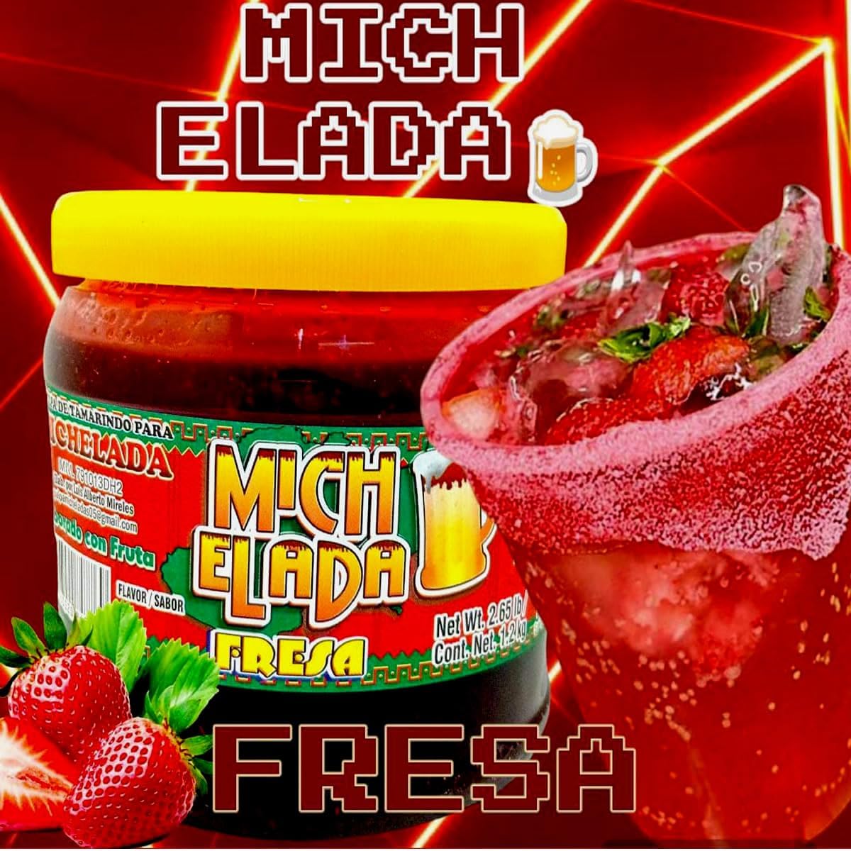 Salsa Mix 1.1k Varios Sabores Para Escarchar, Fruti Mich Sabor FRESA CHAMOY