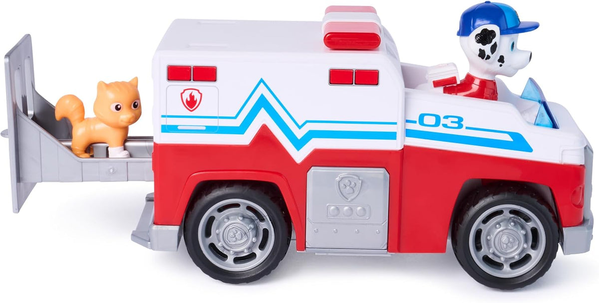 Paw Patrol: Search & Rescue, vehículo de Rescate de Marshall con 2 Figuras, camión de Juguete con función de propulsión, Juguetes para niños y niñas a Partir de 3 años