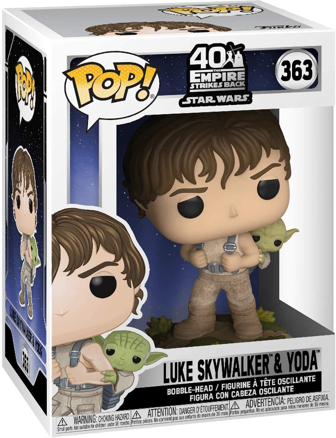 Figura de vinilo de Luke Skywalker Training con Yoda #363 Funko Pop Movies The Empire Strikes Back 40th Anniversary (incluye funda protectora compatible)