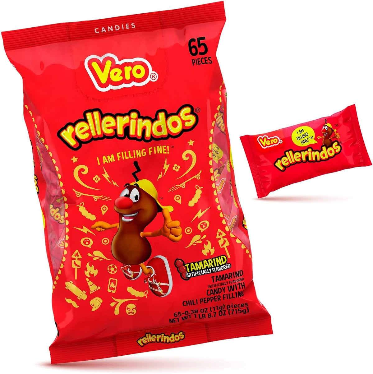 Vero Rellerindos Sabor Tamarindo Relleno 65 piezas