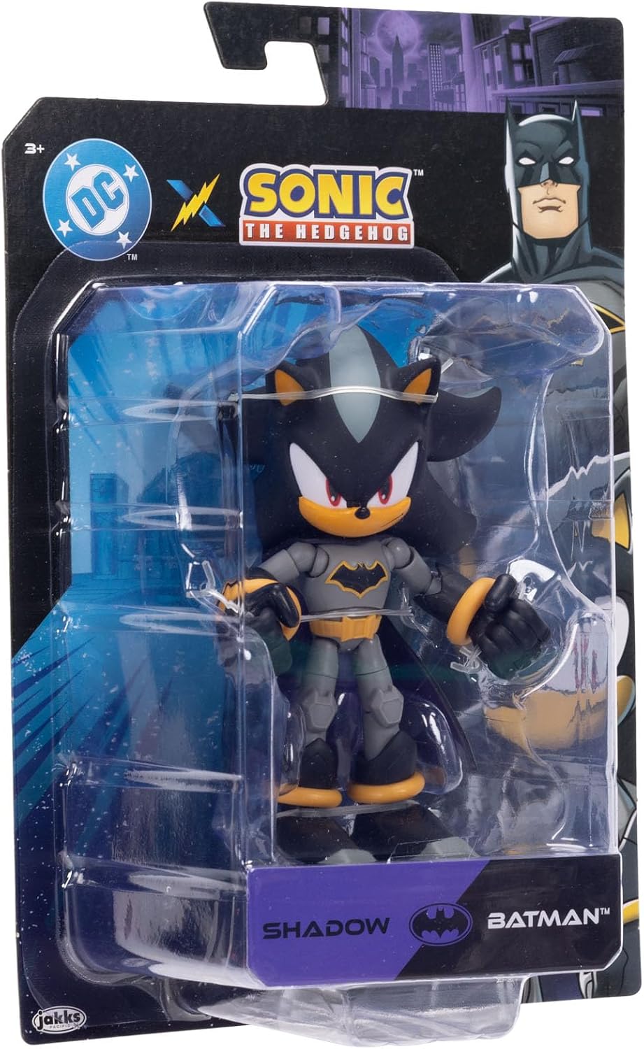 JAKKS Pacific Figura de Acción DC x Sonic The Hedgehog, Mide 5 Pulgadas, Shadow como Batman