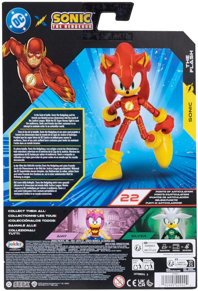 Jakks Pacific Figura de Acción Sonic x DC, Sonic como The Flash, 5 Pulgadas