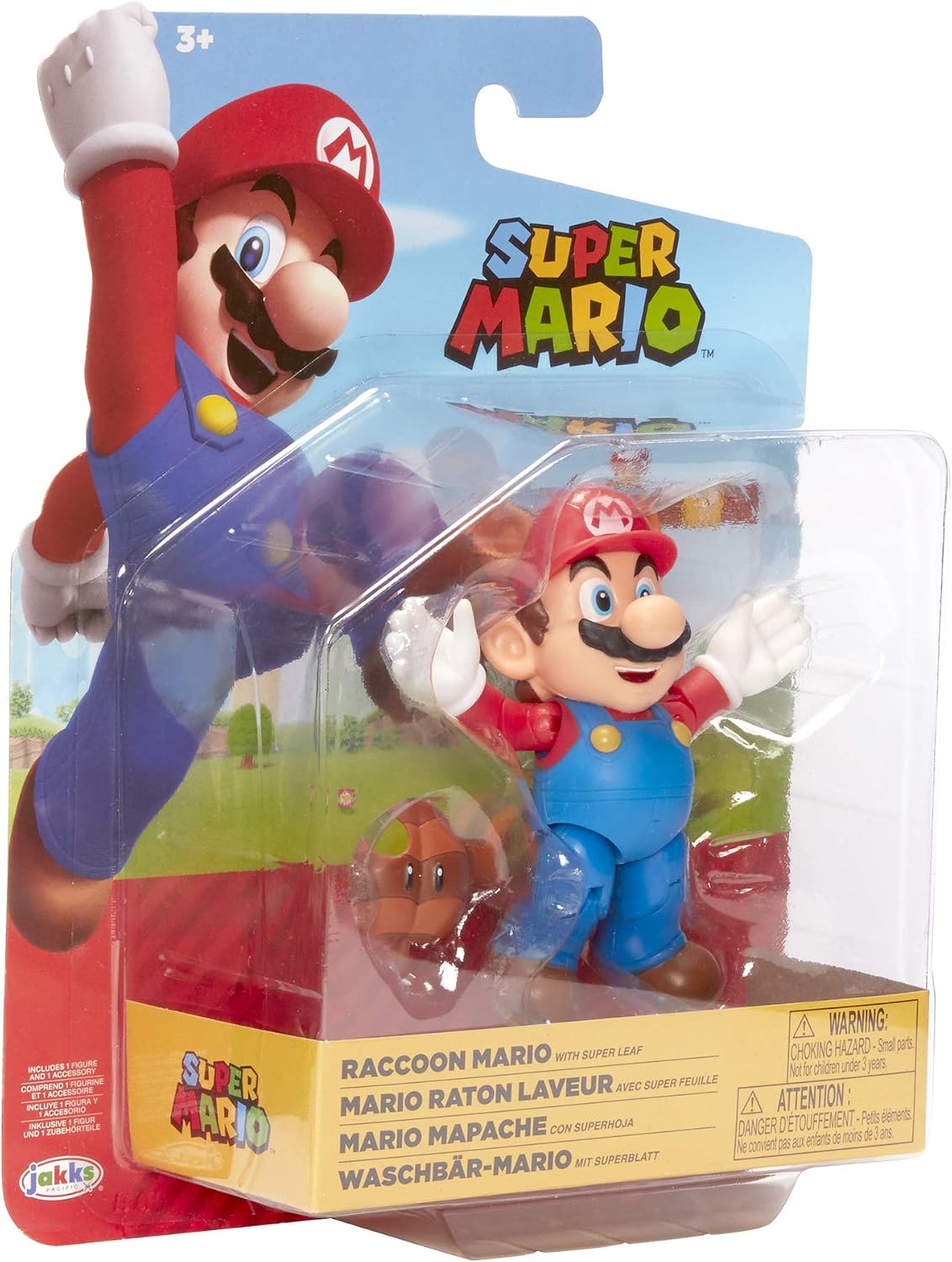SUPER MARIO Figura de acción articulada de Mapache Mario de 4 Pulgadas