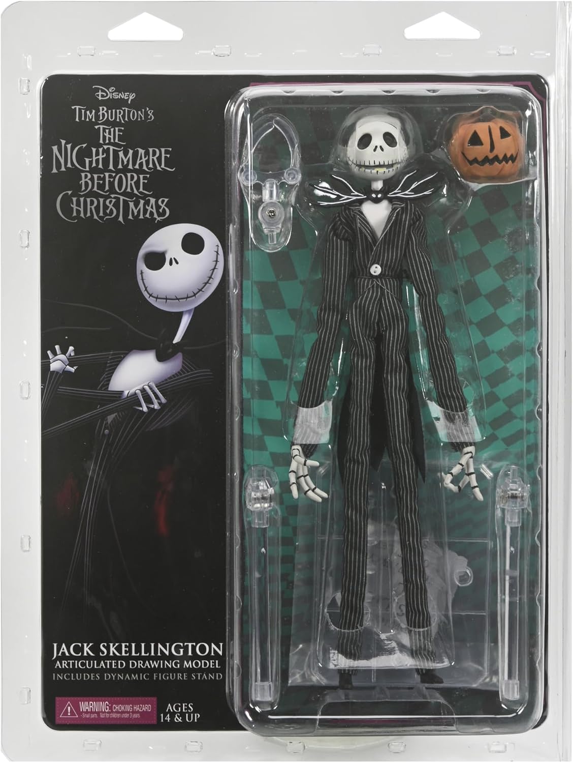 NECA - Figura de acción articulada Coleccionable de El extraño Mundo de Jack, Jack Skellington con Calabaza