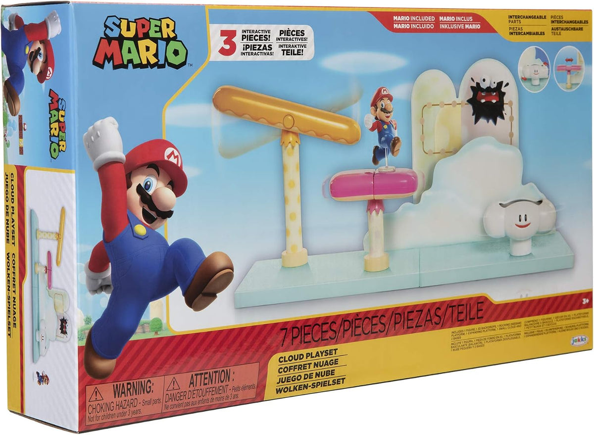 Nintendo Super Mario Cloud World Diorama Set with 2.5" Running Mario Action Figure