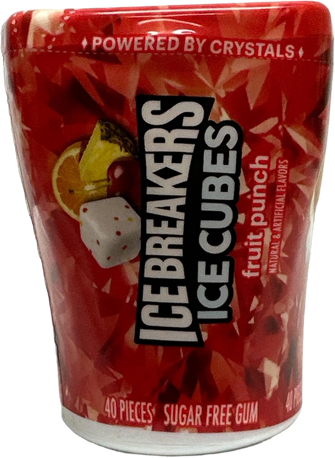 Ice Breakers Ice Cubes - Goma de Mascar sin Azúcar, Ponche de Frutas, Botellas de 40 Unidades, 2 Unidades con Tarjeta de Recetas de Marca Thisnthat, ThisNThat, CHEWING_GUM, Fruta., 2 Unidades
