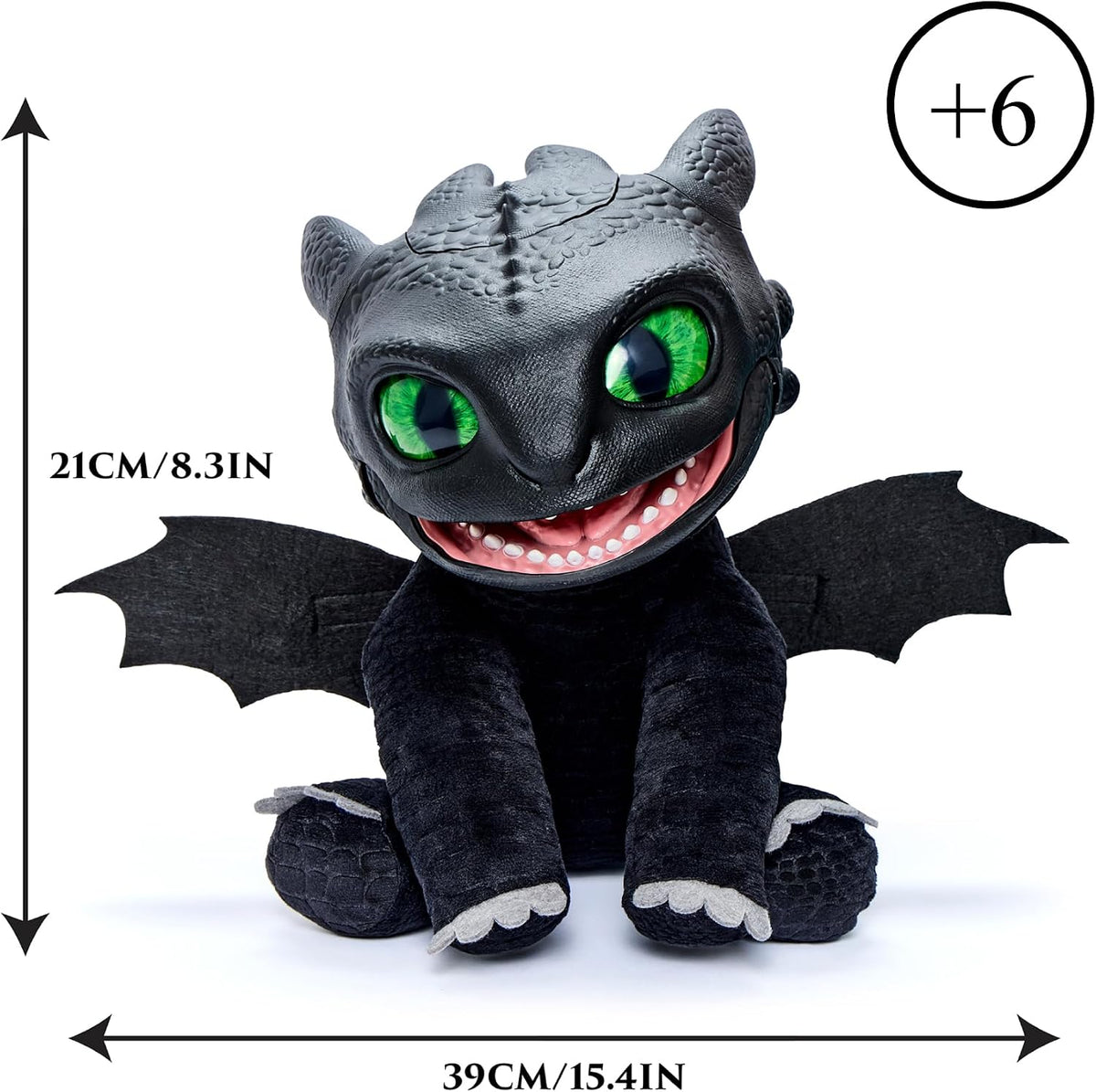Famosa Chimuelo Puppetronic Real FX Cómo Entrenar a tu dragón, marioneta electrónica de 30 cm, +50 reacciones y Sonidos, Efectos de Humo y Fuego (RE00000)