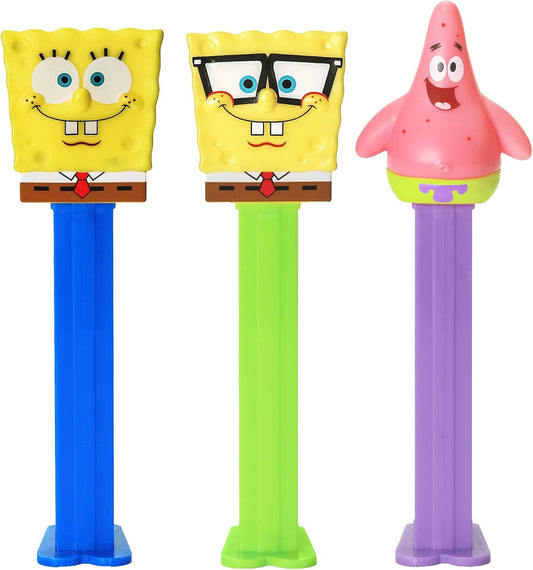 PEZ Dispensador De Dulces De Bob Esponja | Dispensadores De Bob Esponja El Nerd, Patricio Y Bob Esponja Sonriente | Dispensadores De Bob Esponja Con Repuestos De Dulces | Regalos Para Fiestas, Bolsas