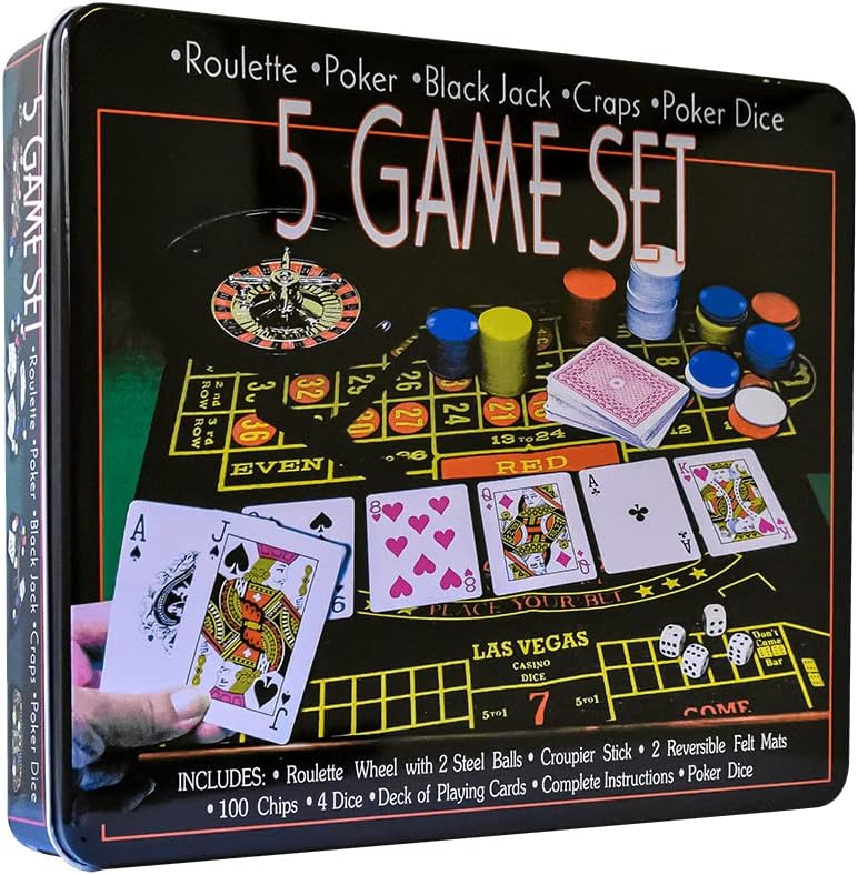D&P Juego de Salon O Familiar Casino 5 en 1 Lata