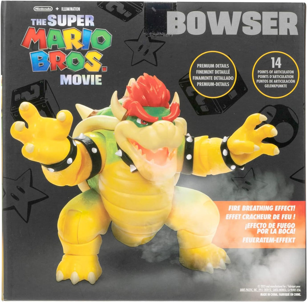 The Super Mario Bros. Movie Figura de acción Bowser de 7 Pulgadas con Efectos de respiración de Fuego