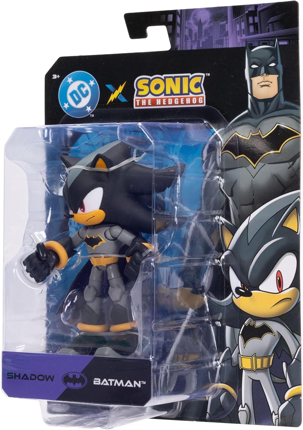 JAKKS Pacific Figura de Acción DC x Sonic The Hedgehog, Mide 5 Pulgadas, Shadow como Batman