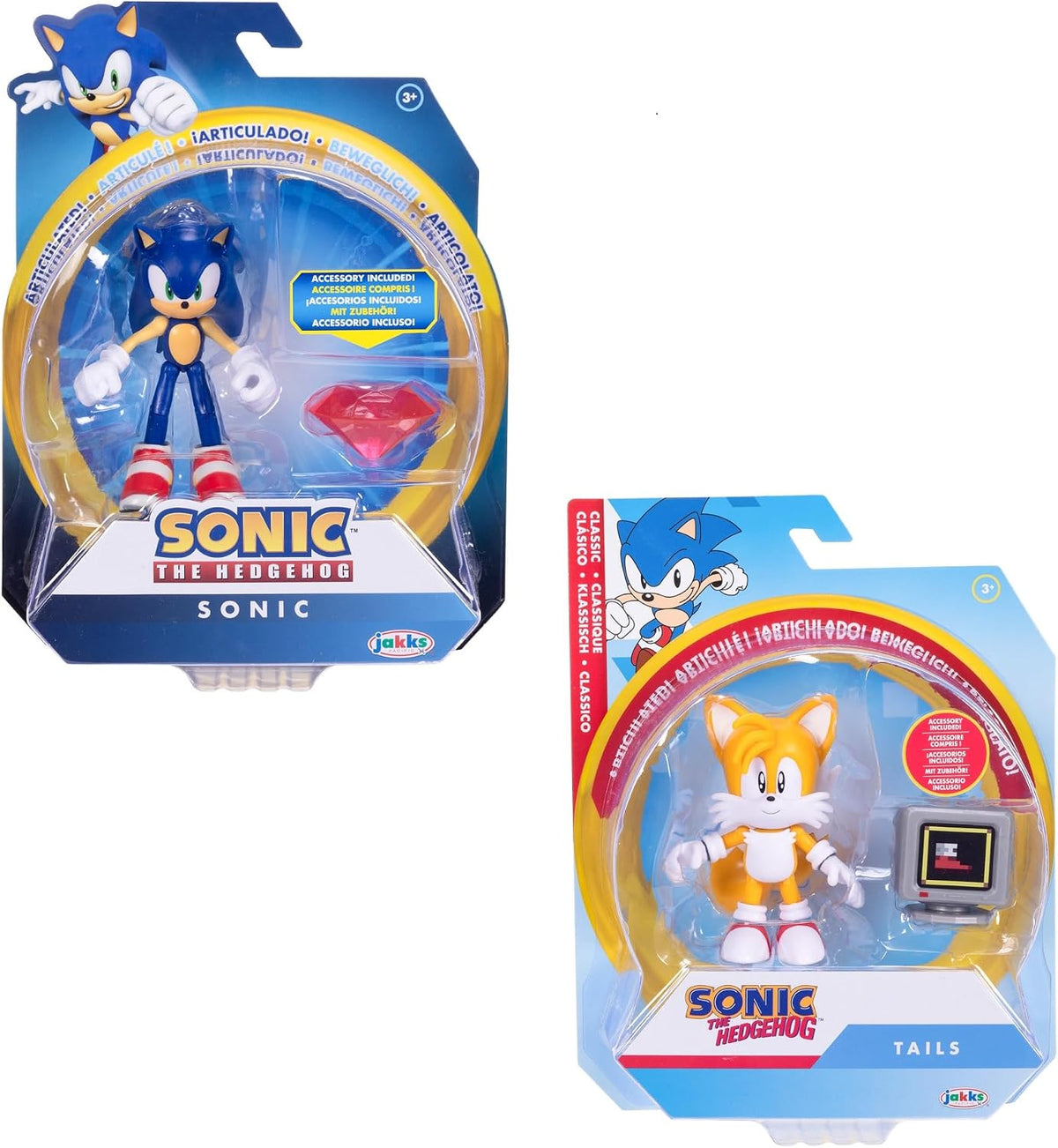 Sonic The Hedgehog - Cifras de acción articuladas de 4 Pulgadas, 2 Unidades