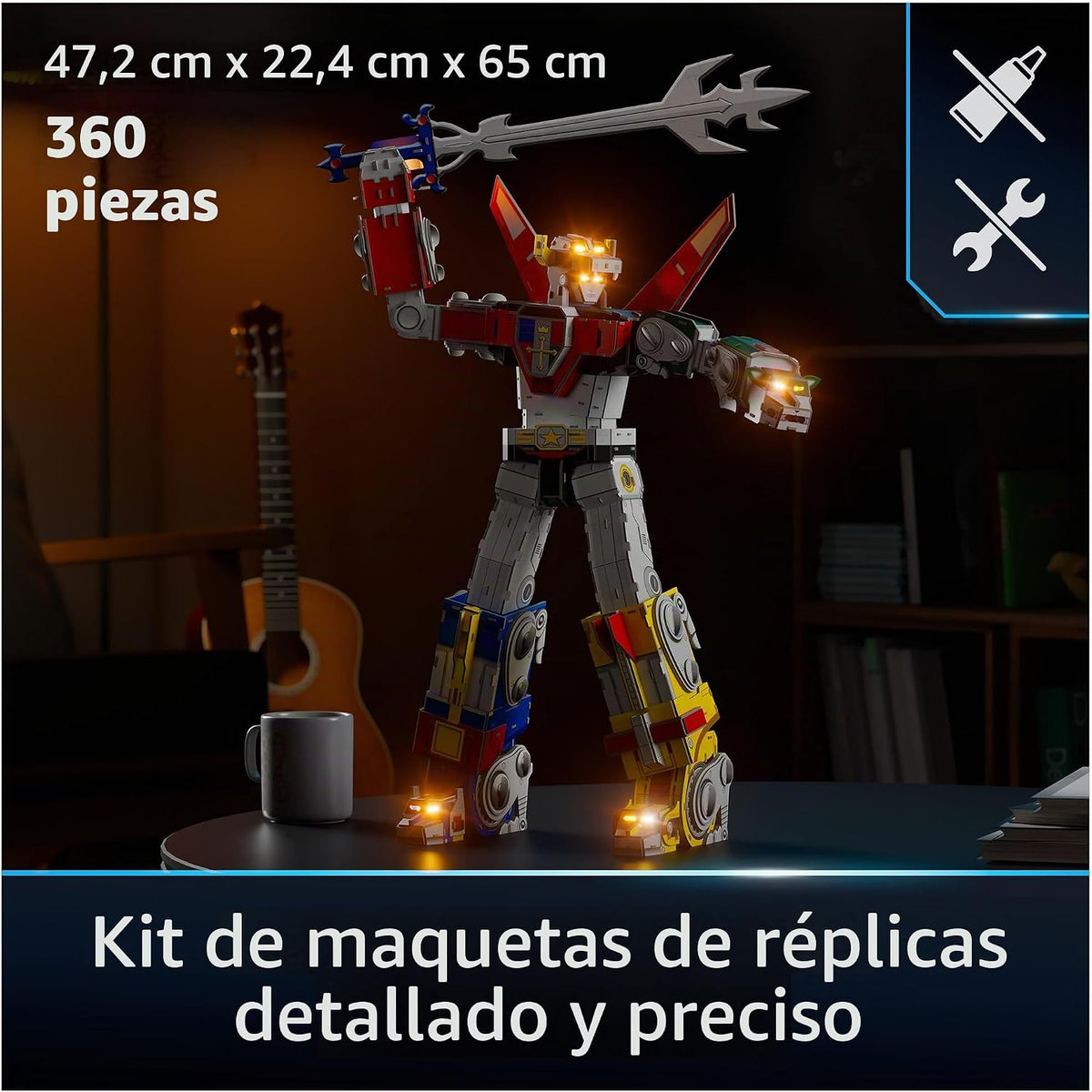 4D Build, Kit de maqueta de Rompecabezas en 3D de Voltron con Luces LED, Serie Innovation, 360 Piezas, decoración de Escritorio, Rompecabezas en 3D para Adultos y niños a Partir de 12 años