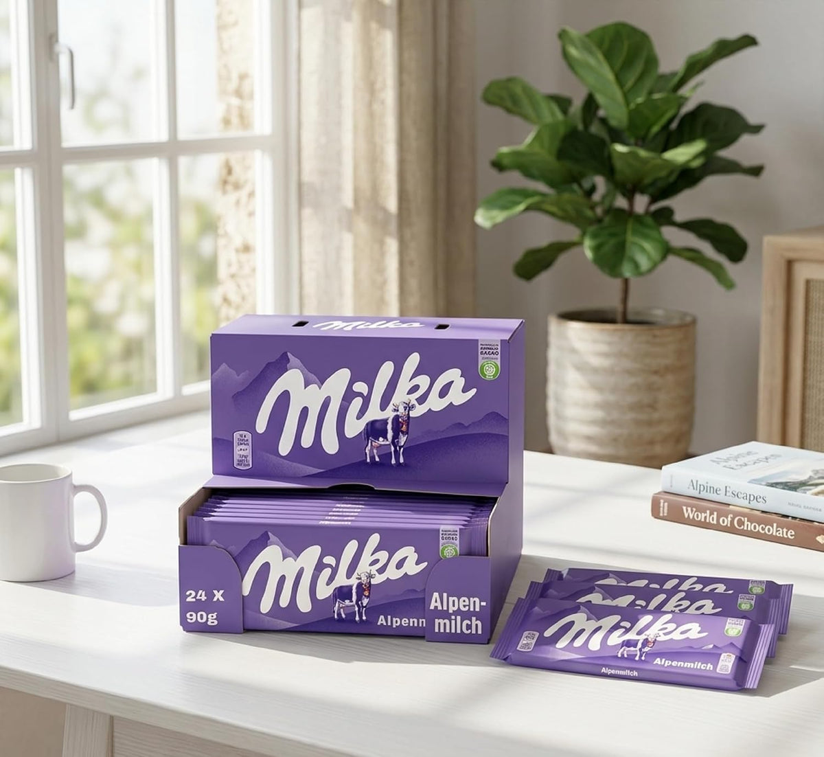 Milka Alpenmilch - Barra de chocolate (paquete de 24)