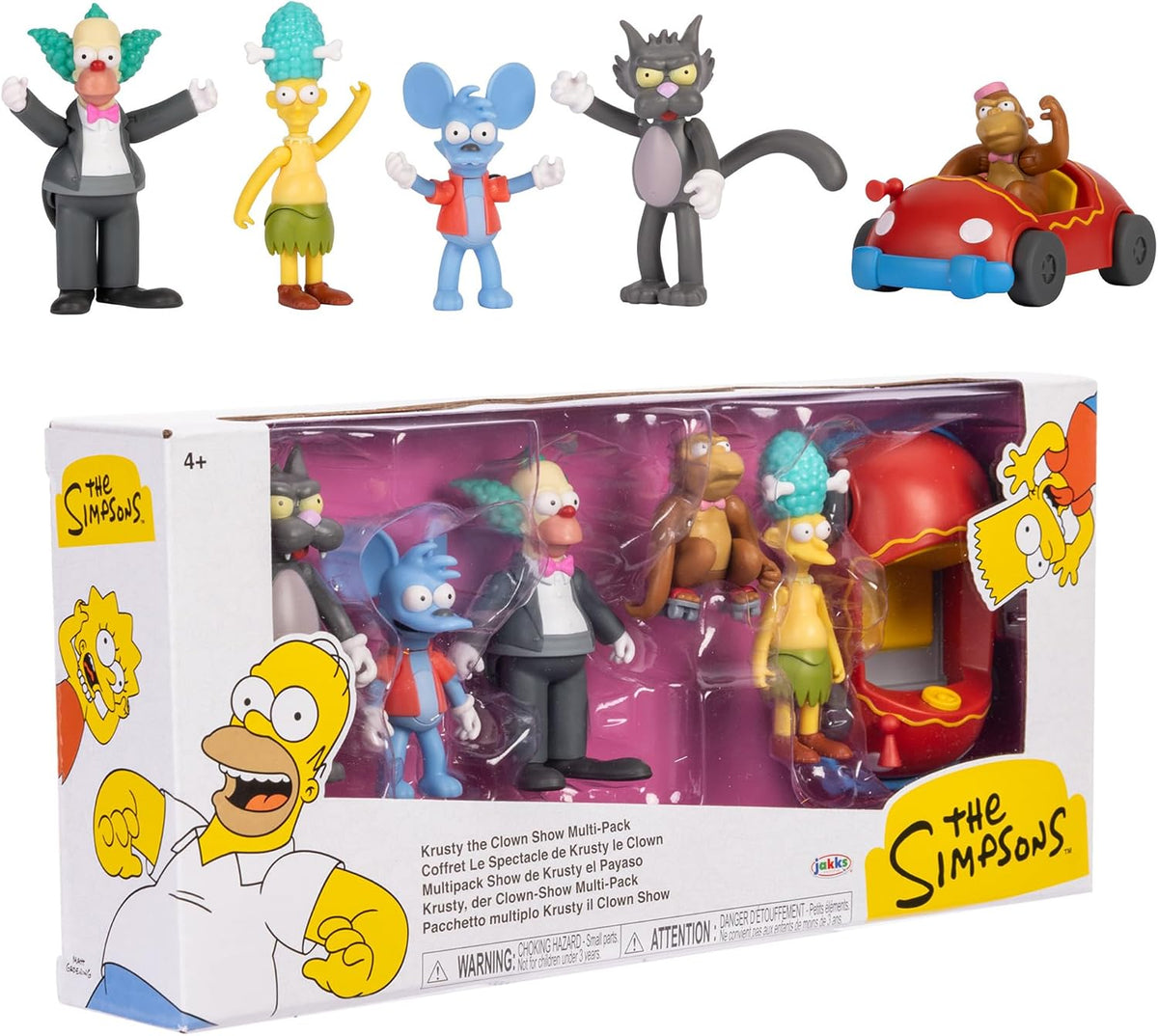 Jakks Pacific - The Simpsons Multipack de Figuras 2.5″ Krusty The Clown Show – Set Coleccionable con Personajes Icónicos para Fans y Niños 4+ Años