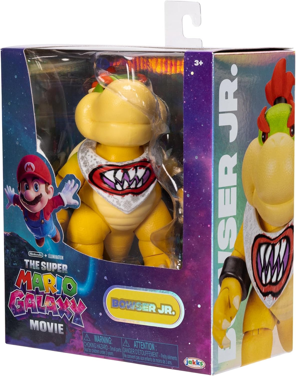 Jakks Pacific Super Mario Galaxy Movie Figura Bowser Jr. 5 Pulgadas con Pincel, 17 Puntos de Articulación, Coleccionable, +3 Años