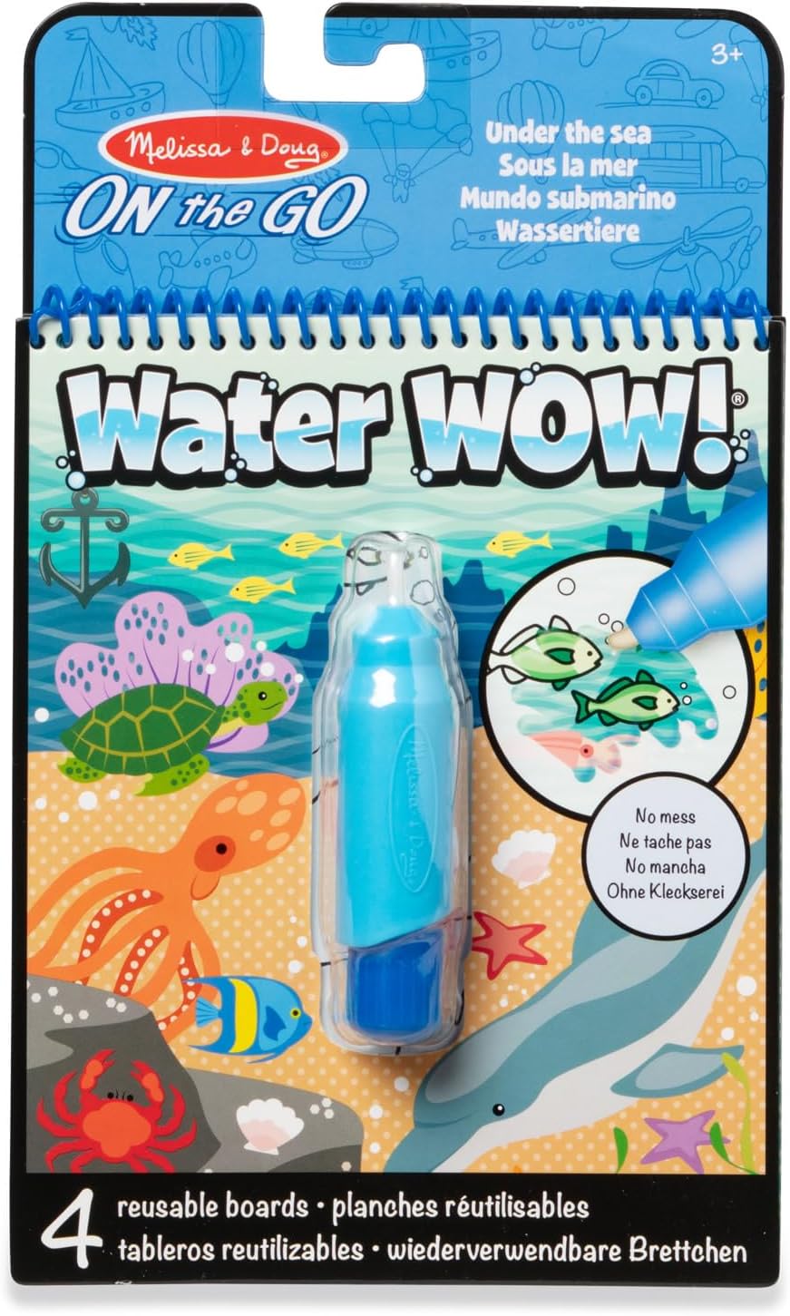 Melissa & Doug On the Go Water Wow! Bajo el Mar: Bloc Revelador Reutilizable Para Colorear con Agua, Pluma de Agua de Tamaño Grueso