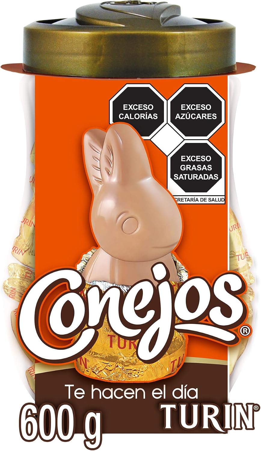 Conejos Turin Chocolates Tubo de 30 piezas, 20g cada pieza. 600g