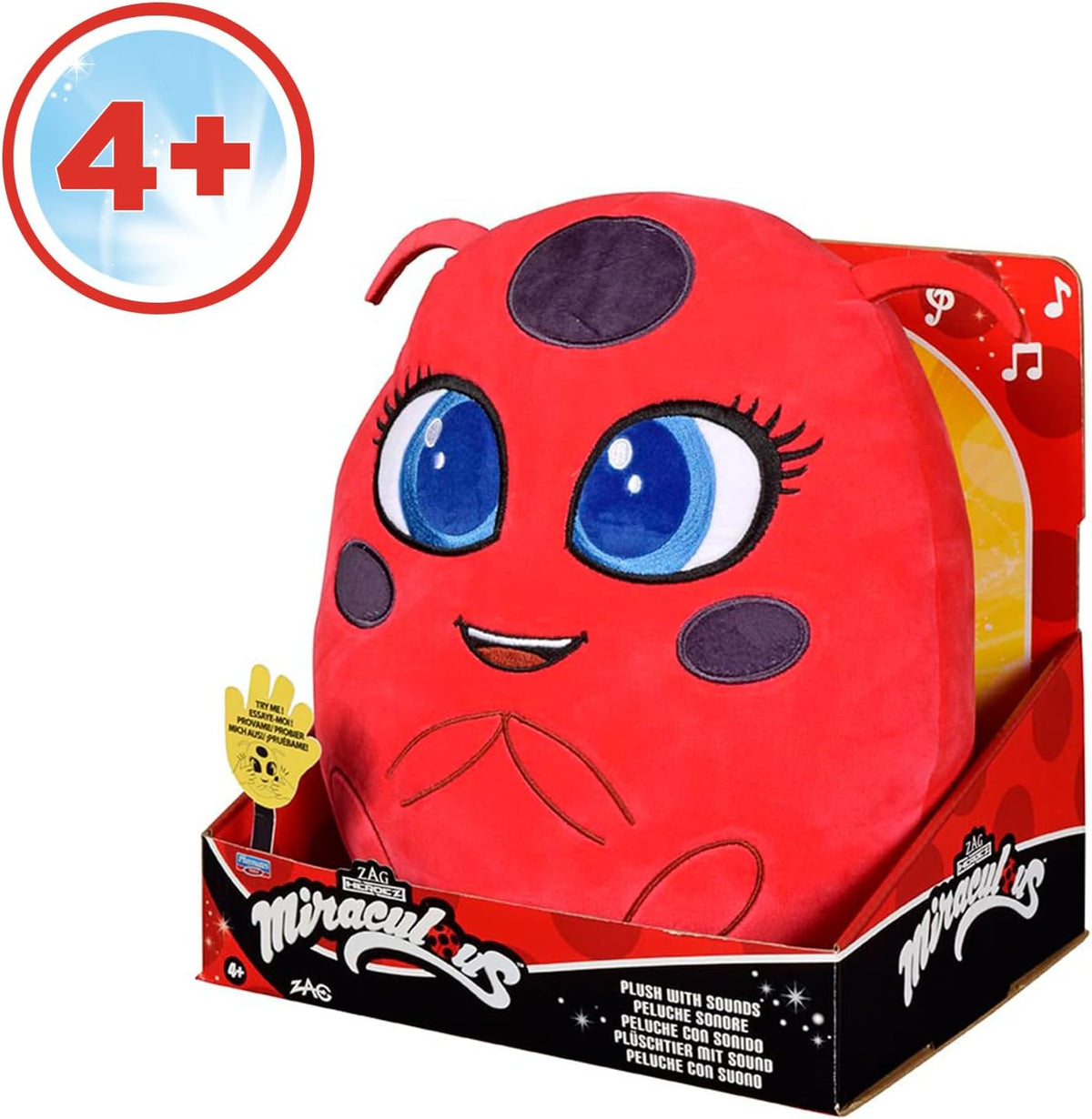 BANDAI - Miraculous - Peluche Tikki con características - Licencia Oficial - Juguete Kwami parlante Ladybug - Peluche de Mariquita Kwami Tikki - Juguetes a Partir de 4 años - P50711